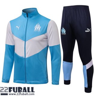 Sweatjacke Olympique Marseille Weiß Blau Herren 21 22 JK144
