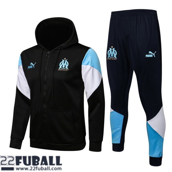 Sweatjacke Kapuzen Olympique Marseille Schwarz Herren 21 22 JK179