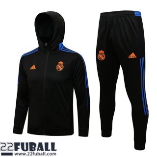 Sweatjacke Kapuzen Real Madrid Schwarz Herren 21 22 JK186