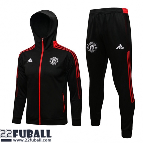 Sweatjacke Kapuzen Manchester United Schwarz Herren 21 22 JK187