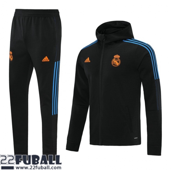 Sweatjacke Kapuzen Real Madrid Schwarz Herren 21 22 JK196