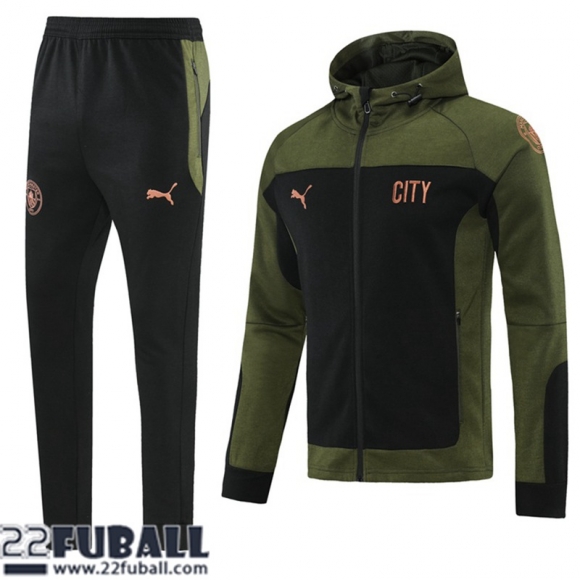 Sweatjacke Kapuzen Manchester City dunkelgrün-schwarz Herren 21 22 JK198