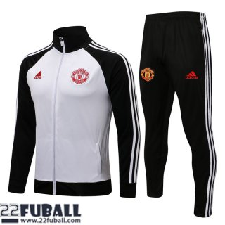 Sweatjacke Manchester United weiß schwarz Herren 21 22 JK200