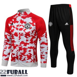 Sweatjacke Manchester United weiß Rot Herren 21 22 JK214