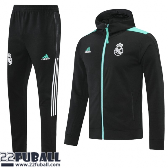 Sweatjacke Kapuzen Real Madrid Schwarz Herren 21 22 JK233