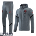 Sweatjacke Kapuzen PSG Paris Grau Herren 21 22 JK238