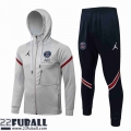 Sweatjacke Kapuzen PSG Paris Grau Herren 21 22 JK253