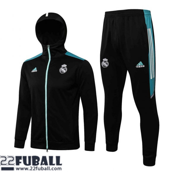 Sweatjacke Kapuzen Real Madrid Schwarz Herren 21 22 JK255