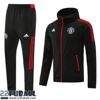 Sweatjacke Kapuzen Manchester United Schwarz Herren 21 22 JK261