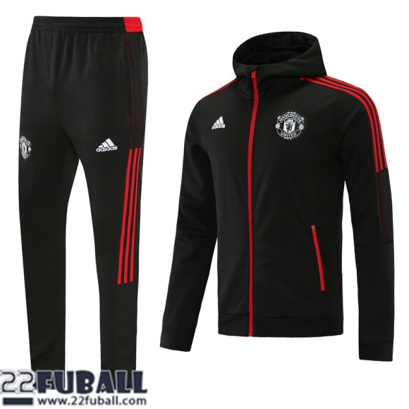 Sweatjacke Kapuzen Manchester United Schwarz Herren 21 22 JK261