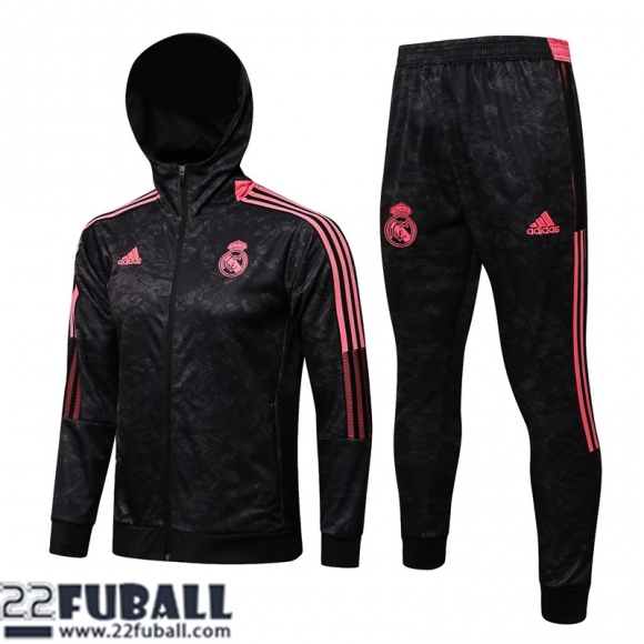 Sweatjacke Kapuzen Real Madrid Schwarz Herren 21 22 JK286