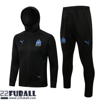 Sweatjacke Kapuzen Olympique Marseille Schwarz Herren 21 22 JK293