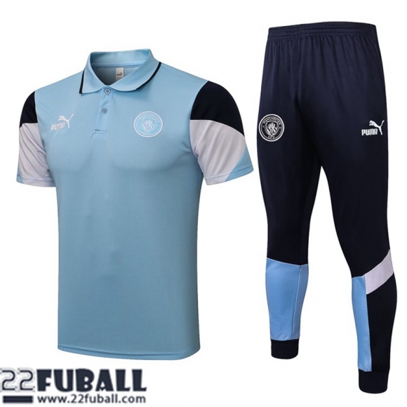 Poloshirts Manchester City Himmelblau Herren 21 22 PL157