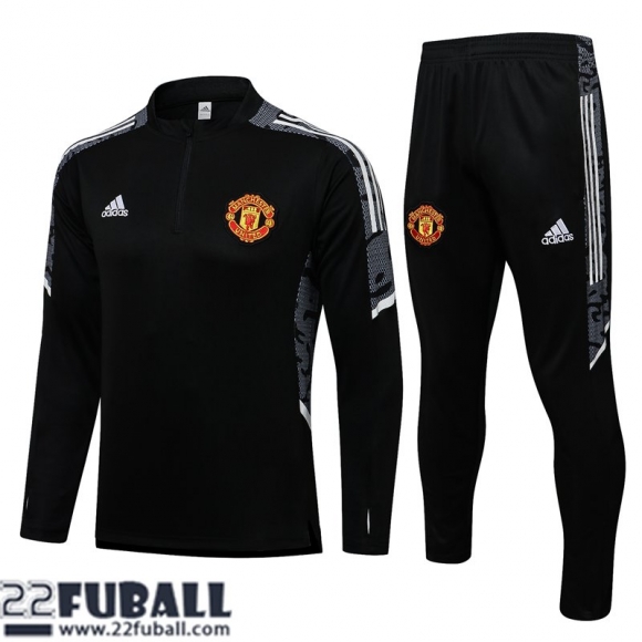 Trainingsanzug Manchester United Schwarz Herren 21 22 TG175