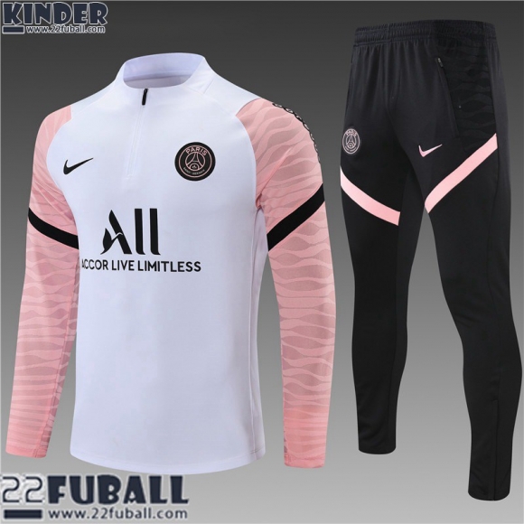 Trainingsanzug PSG Paris rosa weiß Kinder 21 22 TK120