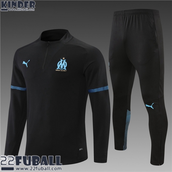 Trainingsanzug Olympique Marseille Schwarz Kinder 21 22 TK135