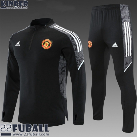 Trainingsanzug Manchester United Schwarz Kinder 21 22 TK145