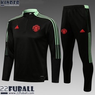 Trainingsanzug Manchester United Schwarz Kinder 21 22 TK80