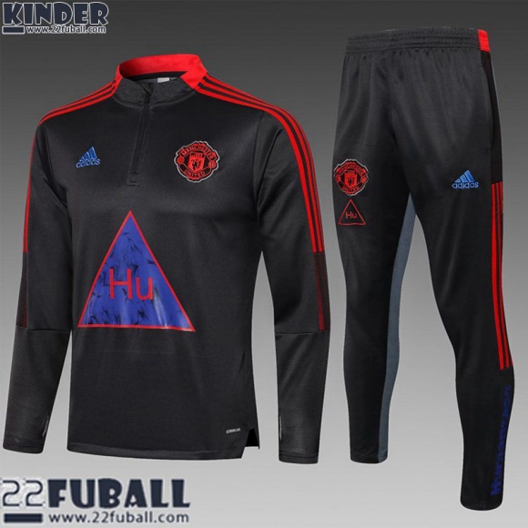 Trainingsanzug Manchester United Dunkelgrau Kinder 21 22 TK82