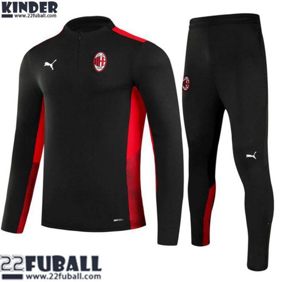 Trainingsanzug AC Mailand Schwarz Kinder 21 22 TK84