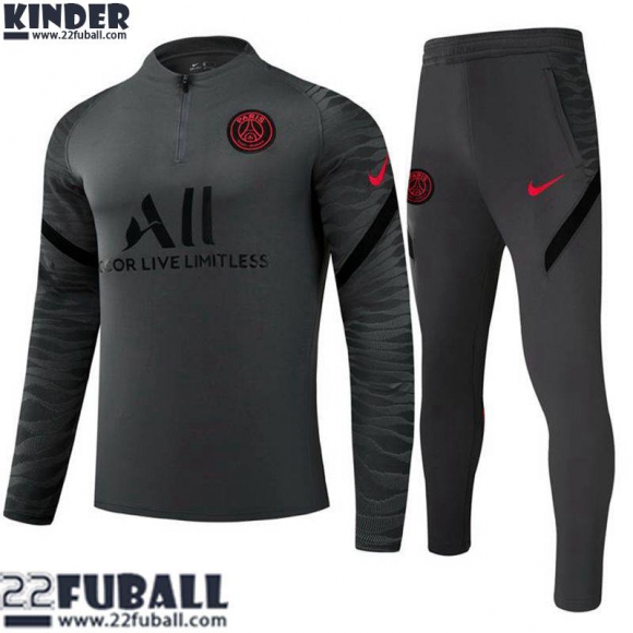 Trainingsanzug PSG Paris Dunkelgrau Kinder 21 22 TK87