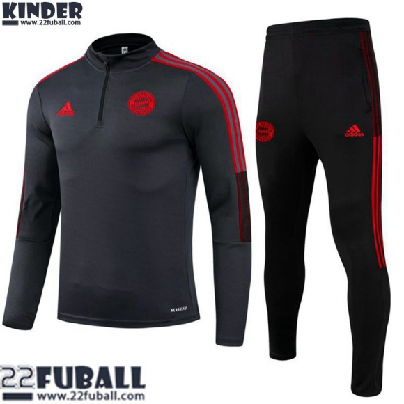 Trainingsanzug Bayern Munchen Dunkelgrau Kinder 21 22 TK89