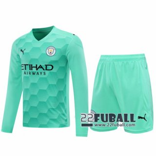 22Fuball: Manchester City Langarm Torwarttrikot Herren Blau-Grün 2020-2021