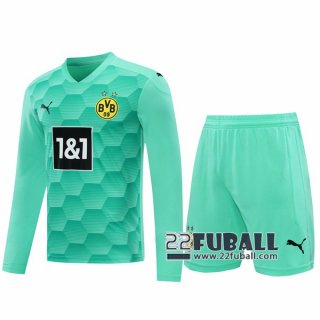 22Fuball: Borussia Dortmund Langarm Torwarttrikot Herren Blau-Grün 2020-2021