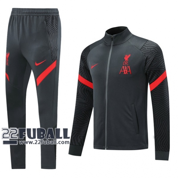 22Fuball: Liverpool Sweatjacke Reißverschluss Dunkelgrau 2020 2021 J102