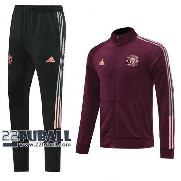 22Fuball: Manchester United Sweatjacke Reißverschluss Dunkelrot 2020 2021 J107