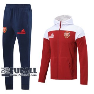 22Fuball: Arsenal Sweatjacke Kapuzen Reißverschluss Rot 2020 2021 J132