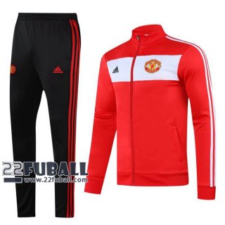 22Fuball: Manchester United Trainingsjacke Reißverschluss Rot 2020 2021 J156