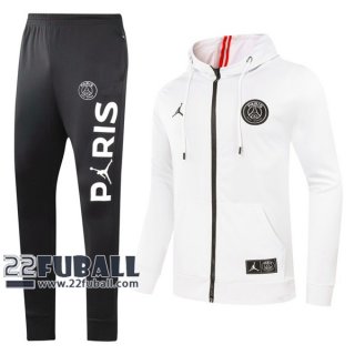 22Fuball: Air Jordan Paris Saint Germain PSG Sweatjacke Kapuzen Reißverschluss Weiß 2020 2021 J167