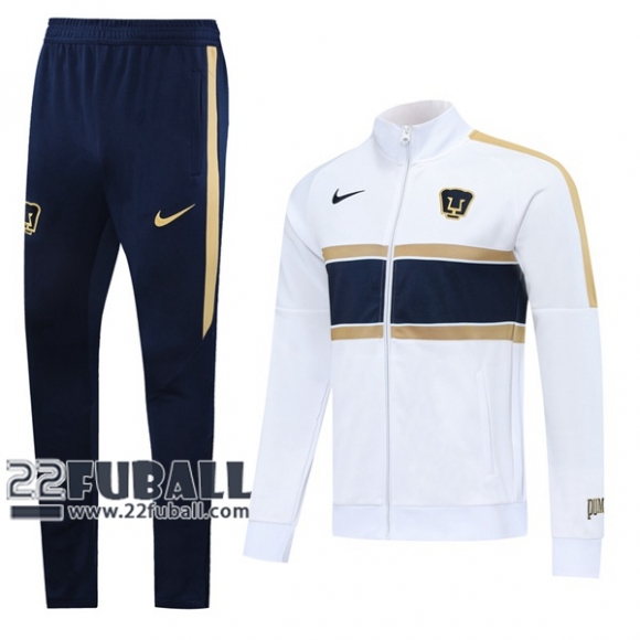 22Fuball: Pumas Unam Travel Jacke Reißverschluss Weiß 2020 2021 J29