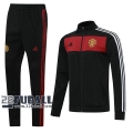 22Fuball: Manchester United Sweatjacke Klassischer Retro Reißverschluss Schwarz Rot 2020 2021 J32