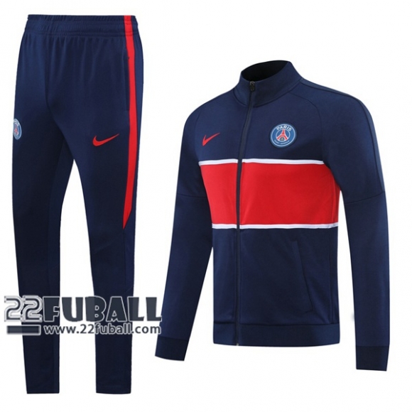 22Fuball: Paris Saint Germain PSG Trainingsjacke Reißverschluss Marineblau/Rot 2020 2021 J36