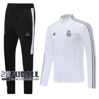 22Fuball: Real Madrid Sweatjacke Reißverschluss Weiß 2020 2021 J37