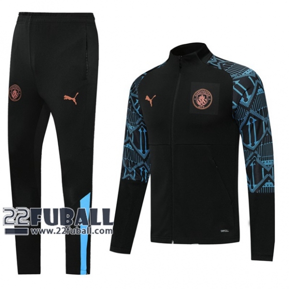 22Fuball: Manchester City Trainingsjacke Reißverschluss Schwarz 2020 2021 J63