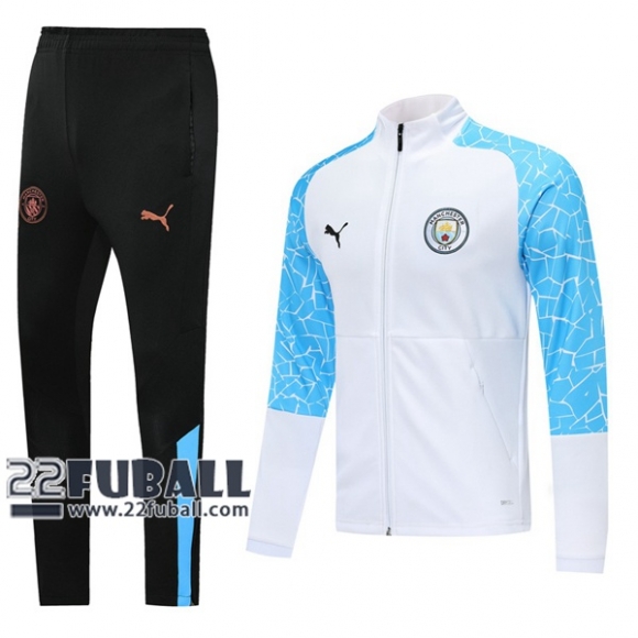 22Fuball: Manchester City Travel Jacke Reißverschluss Weiß 2020 2021 J64