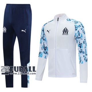 22Fuball: Olympique Marseille Trainingsjacke Reißverschluss Weiß 2020 2021 J68