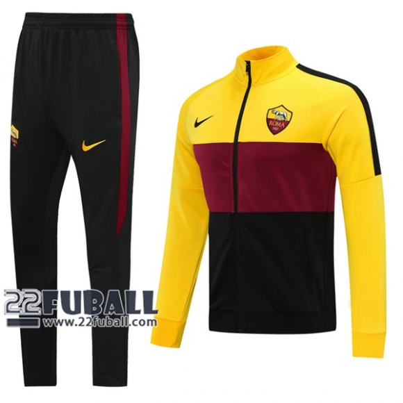 22Fuball: AS Roma Sweatjacke Reißverschluss Gelb/Rot/Schwarz 2020 2021 J77