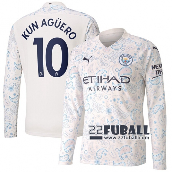 22Fuball: Manchester City Langarm Ausweichtrikot Herren (Kun Agüero #10) 2020-2021