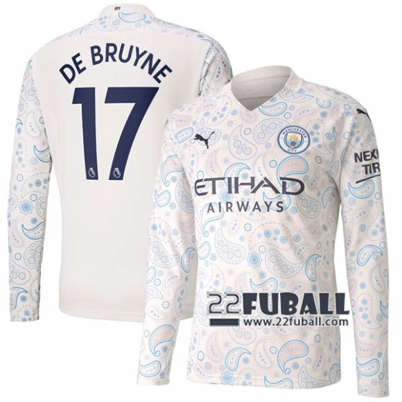 22Fuball: Manchester City Langarm Ausweichtrikot Herren (De Bruyne #17) 2020-2021