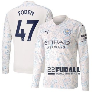 22Fuball: Manchester City Langarm Ausweichtrikot Herren (Foden #47) 2020-2021