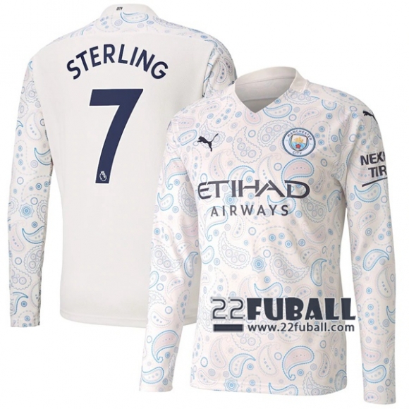 22Fuball: Manchester City Langarm Ausweichtrikot Herren (Sterling #7) 2020-2021