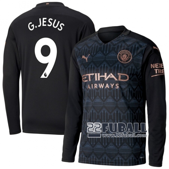 22Fuball: Manchester City Langarm Auswärtstrikot Herren (G.Jesus #9) 2020-2021