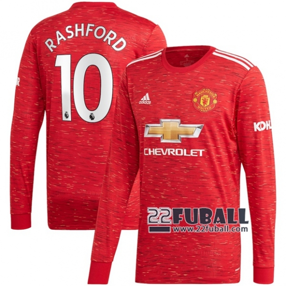 22Fuball: Manchester United Langarm Heimtrikot Herren (Marcus Rashford #10) 2020-2021