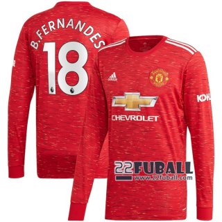 22Fuball: Manchester United Langarm Heimtrikot Herren (Bruno Fernandes #18) 2020-2021