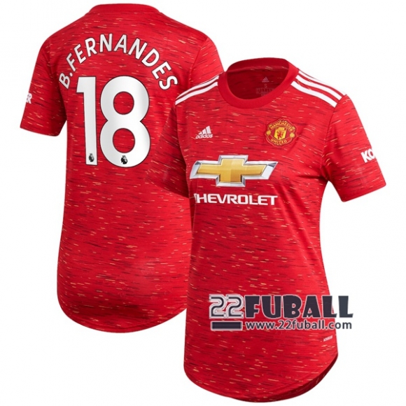 22Fuball: Manchester United Heimtrikot Damen (Bruno Fernandes #18) 2020-2021