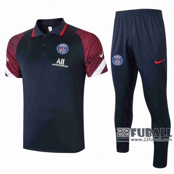 22Fuball: Paris Saint Germain PSG Poloshirt Marineblau - Rot 2020 2021 P145